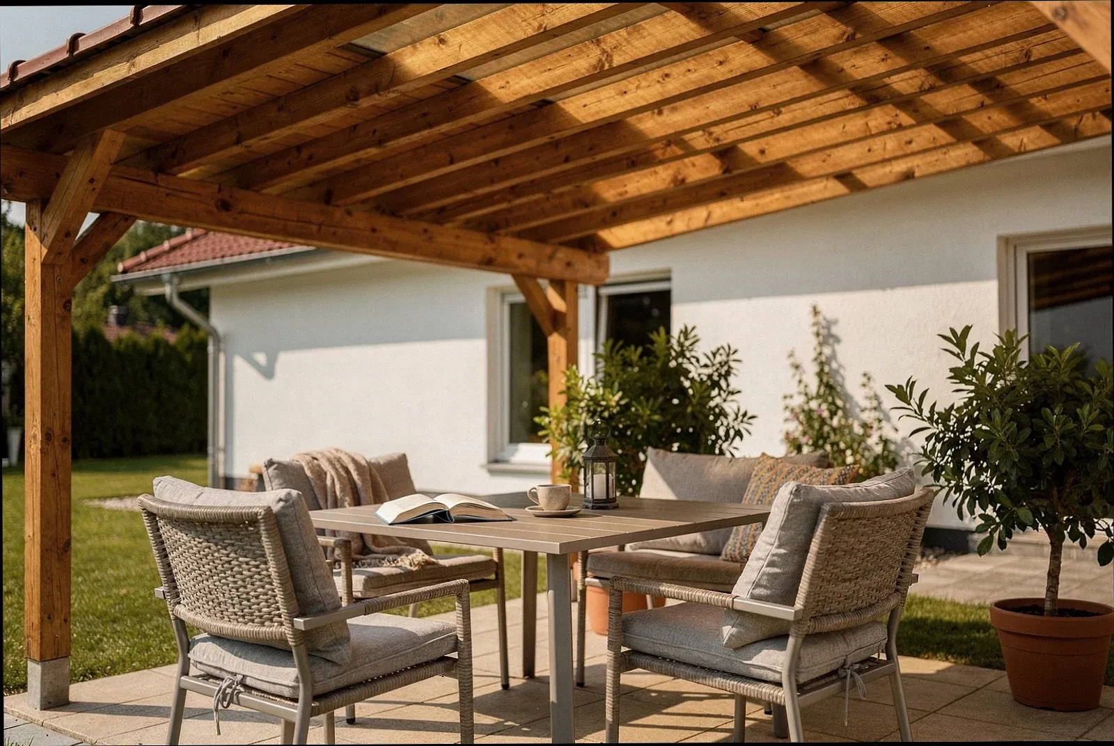 Terrassenüberdachung aus Holz in Nürnberg